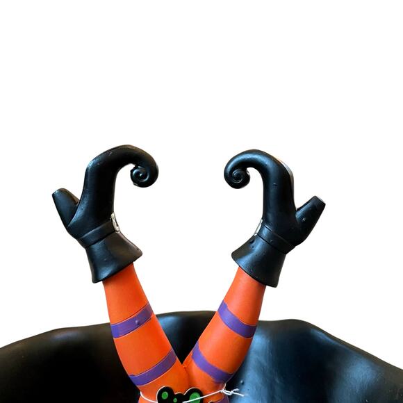 Halloween Witch Legs Candy Bowl 11in Whimsical Trick or Treat Dish NEW - Picture 3 of 13